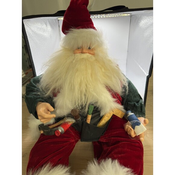 Vintage Sitting Tools Santa Saint Nicolas 21 inch Fabric Figurine - Picture 2 of 7